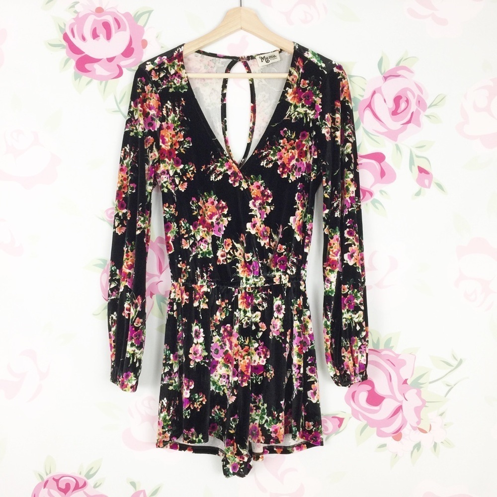 Show Me Your Mumu Floral Velvet Kelsey Romper XS